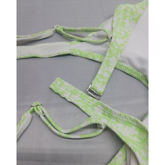NWT Xhilaration White Floral on Lime 2-piece Bikini l Size: XL (12-14) - Picture 5 of 9